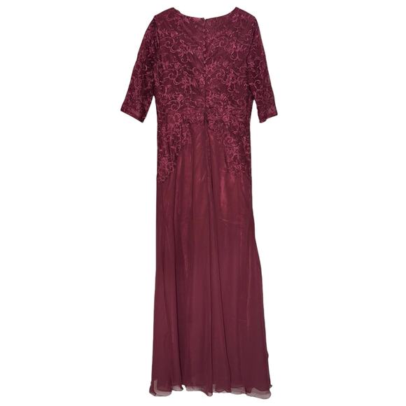 NWT Wedding Dress Gown Dark Romance Whimsigoth Boho Lace Floral Maroon Medium - Picture 7 of 7